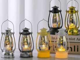 Lampara farolito led con dibujo navideño